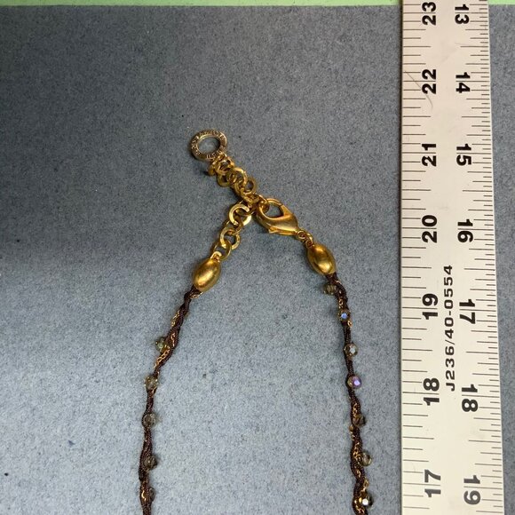 Rush By Denis & Charles Necklace 32 In Faceted Iridescent Pendant Gold Tassel - Picture 7 of 8